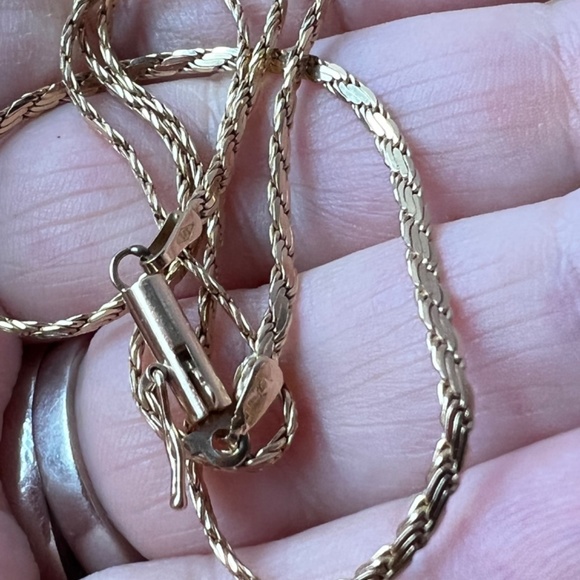 14K YELLOW GOLD FLAT SNAKE STYLE CHAIN NECKLACE UNISEX HALLMARKED APRX 15.5”LONG - Picture 10 of 16